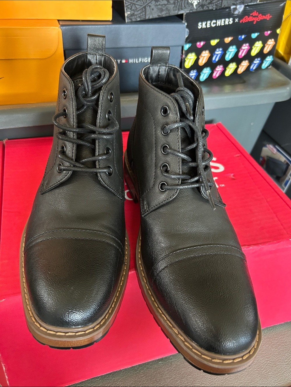 Perry Ellis Black Leather manning boot - Picture 6 of 9